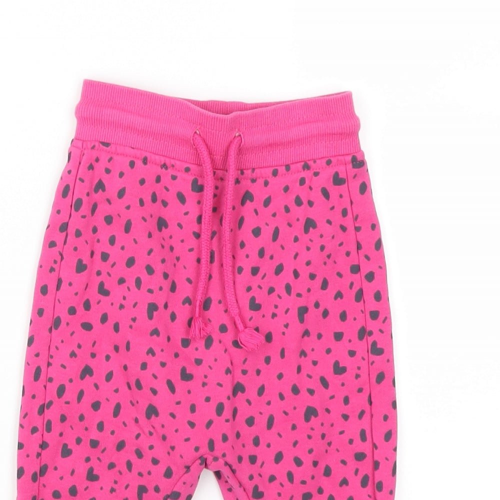 George Girls Pink Geometric  Sweatpants Trousers Size 12-18 Months  - Love Hearts