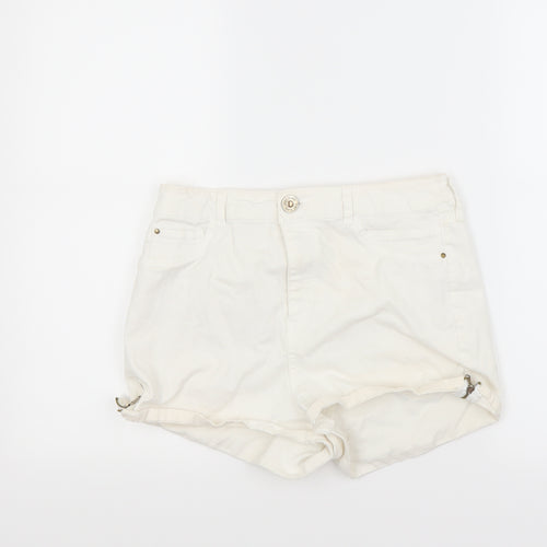 River Island Womens White  Denim Cut-Off Shorts Size 12