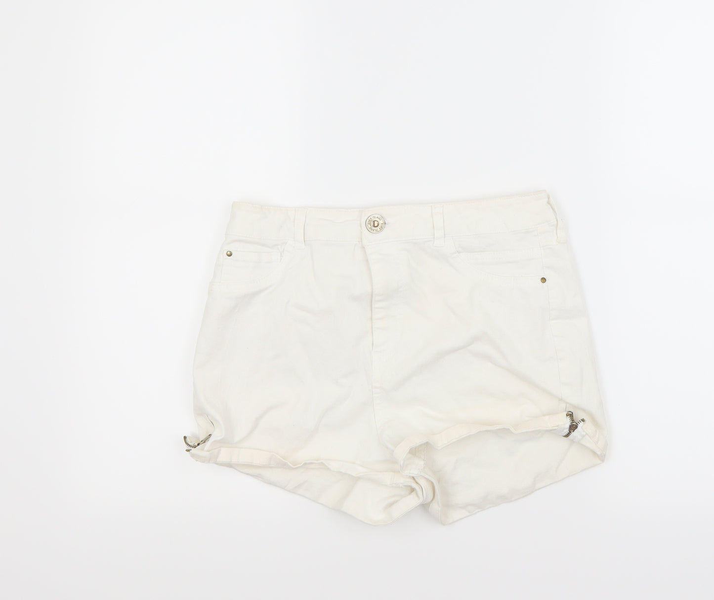River Island Womens White  Denim Cut-Off Shorts Size 12