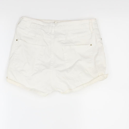 River Island Womens White  Denim Cut-Off Shorts Size 12