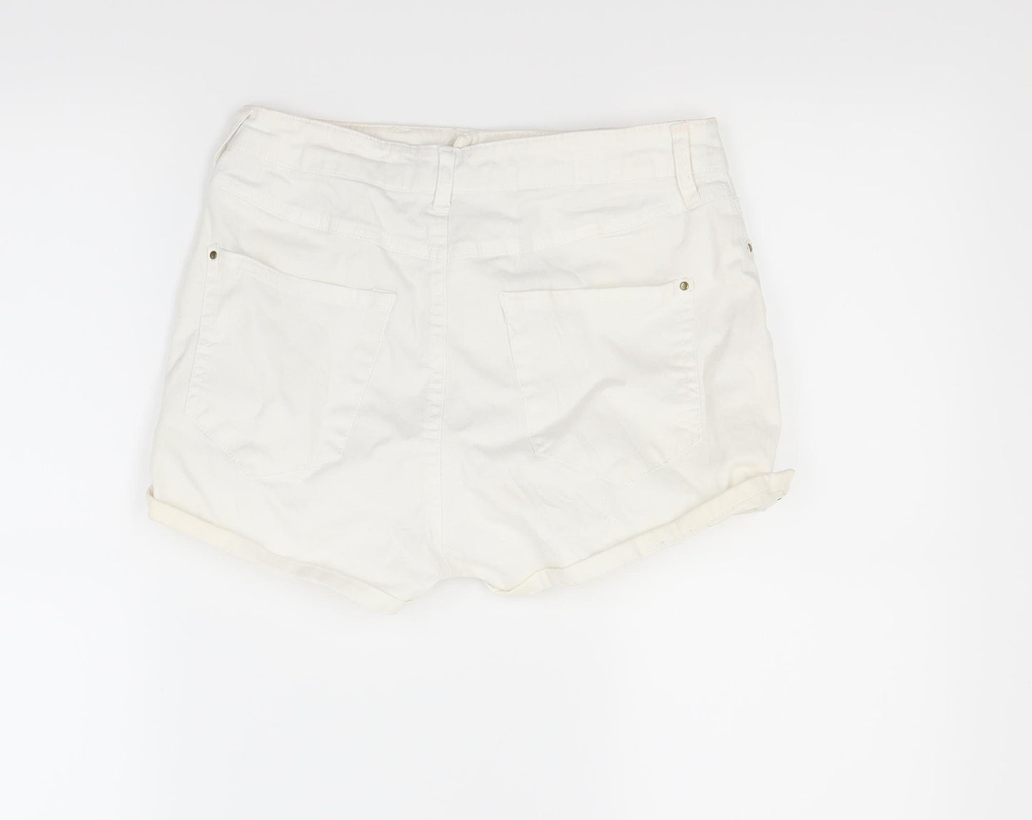River Island Womens White  Denim Cut-Off Shorts Size 12