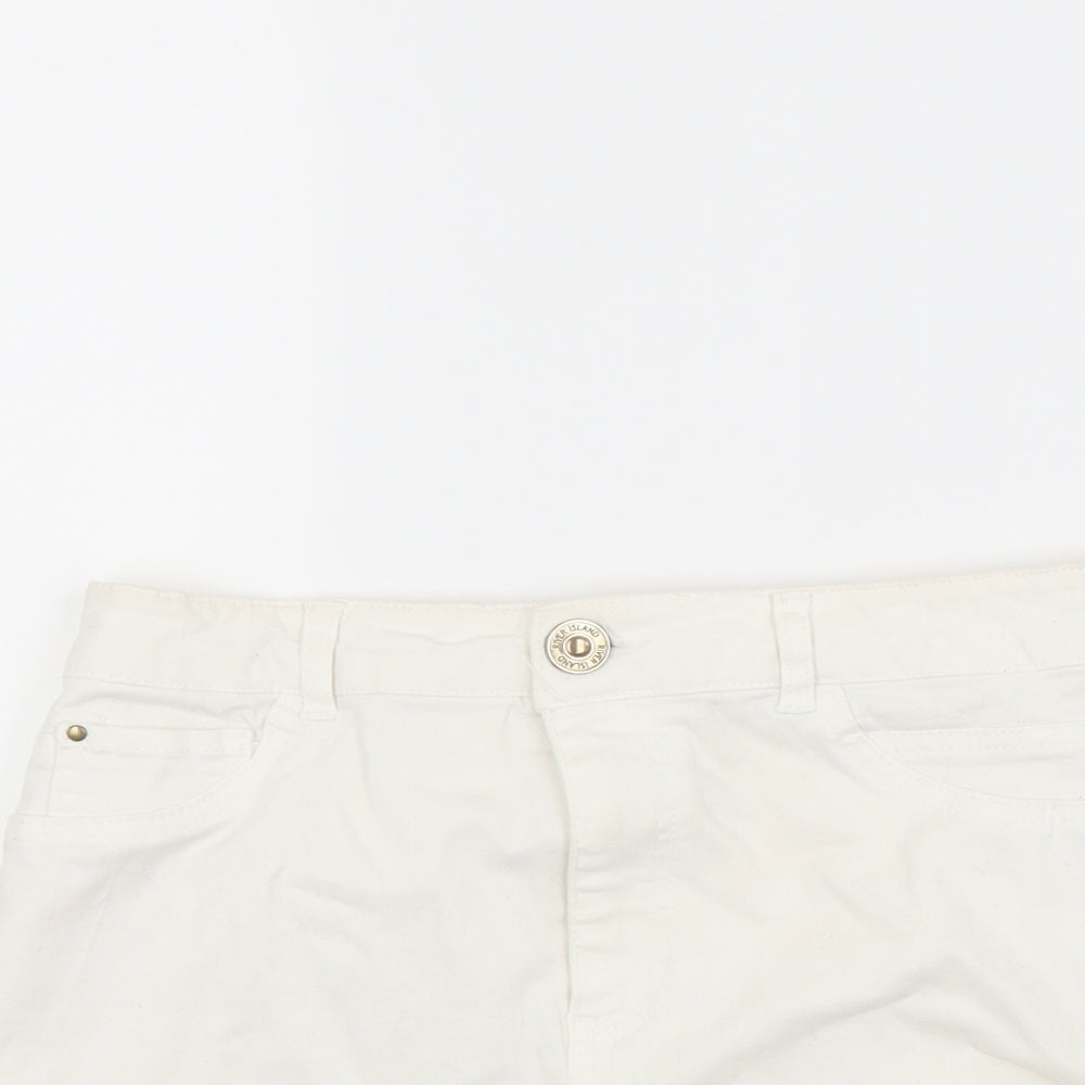 River Island Womens White  Denim Cut-Off Shorts Size 12
