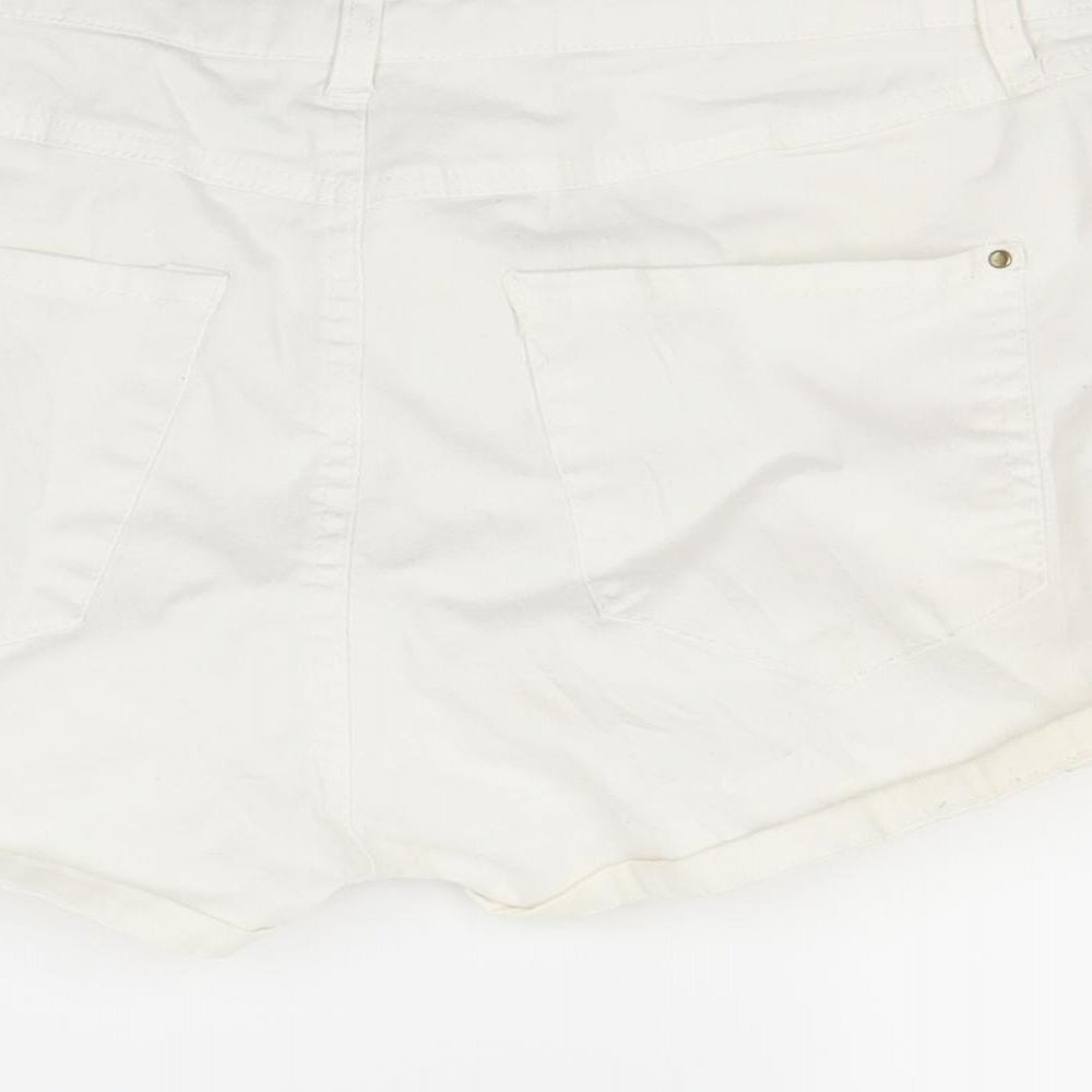 River Island Womens White  Denim Cut-Off Shorts Size 12