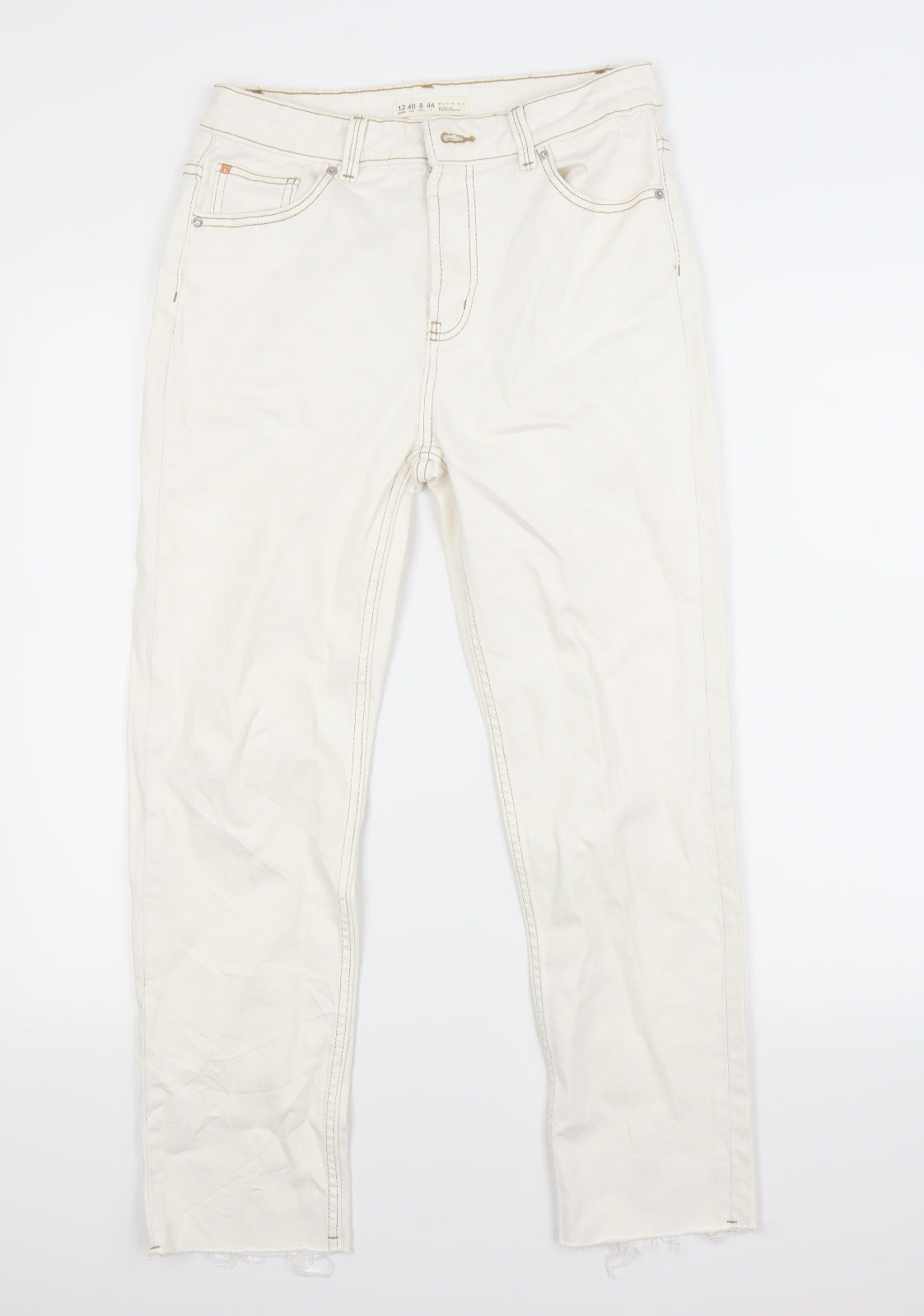 Primark Womens White  Denim Straight Jeans Size 12 L26.5 in