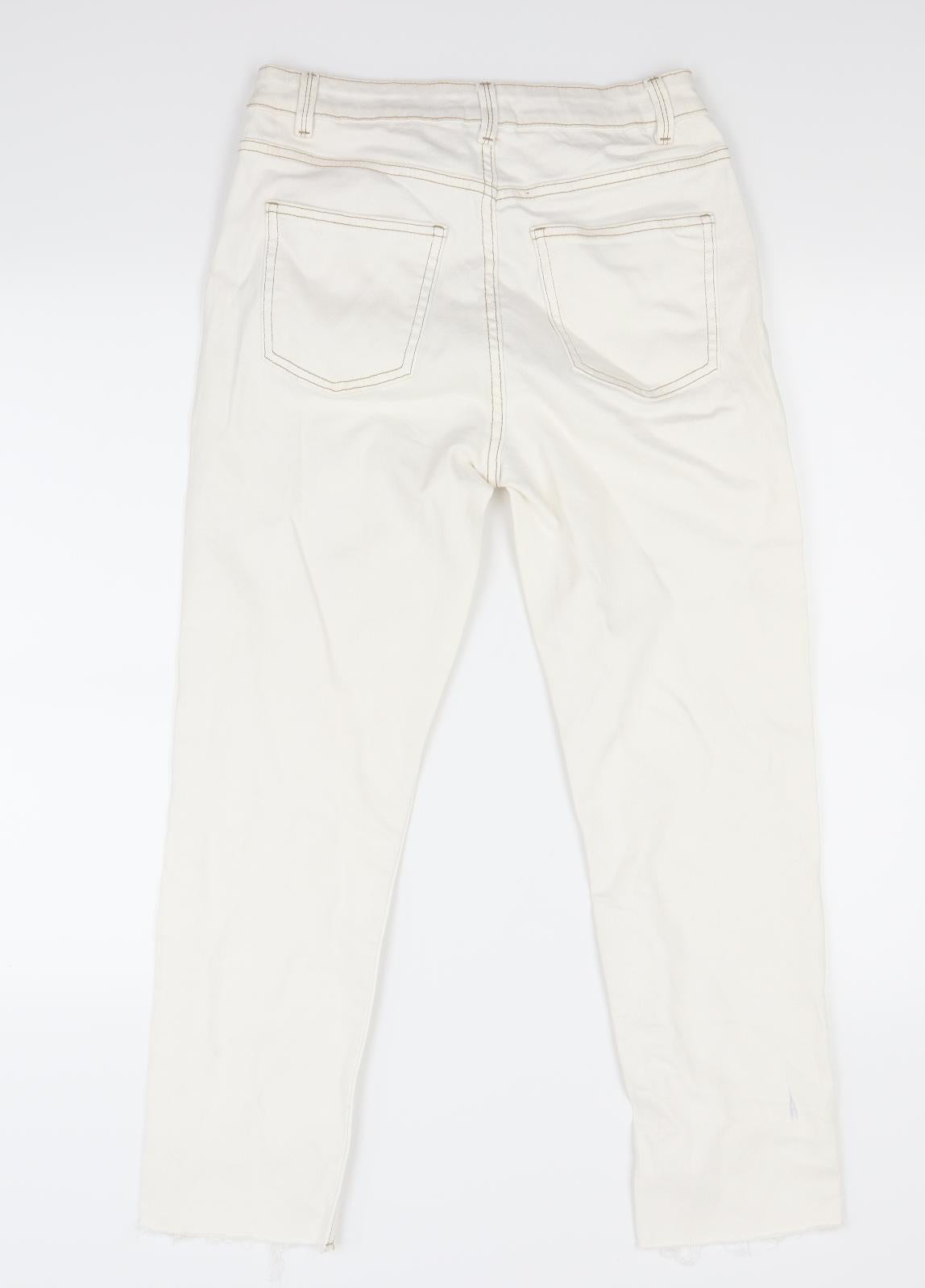Primark Womens White  Denim Straight Jeans Size 12 L26.5 in