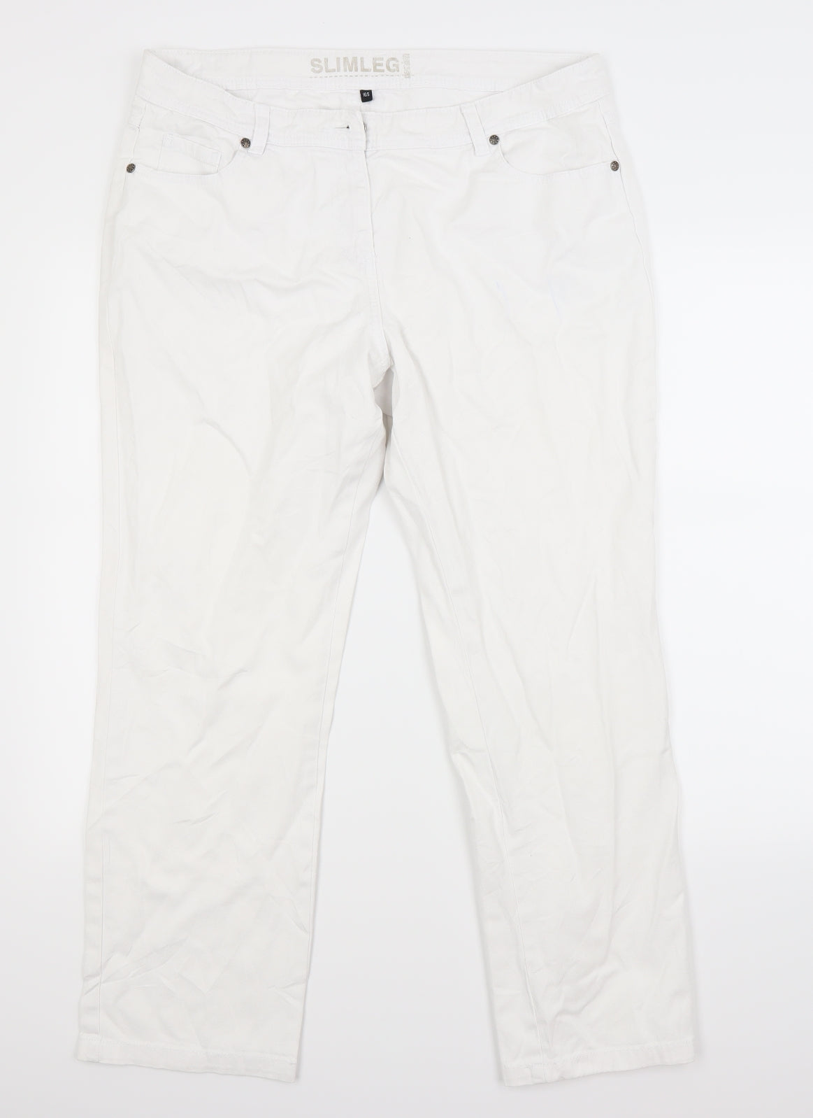 Primark Womens White  Denim Straight Jeans Size 16 L28 in