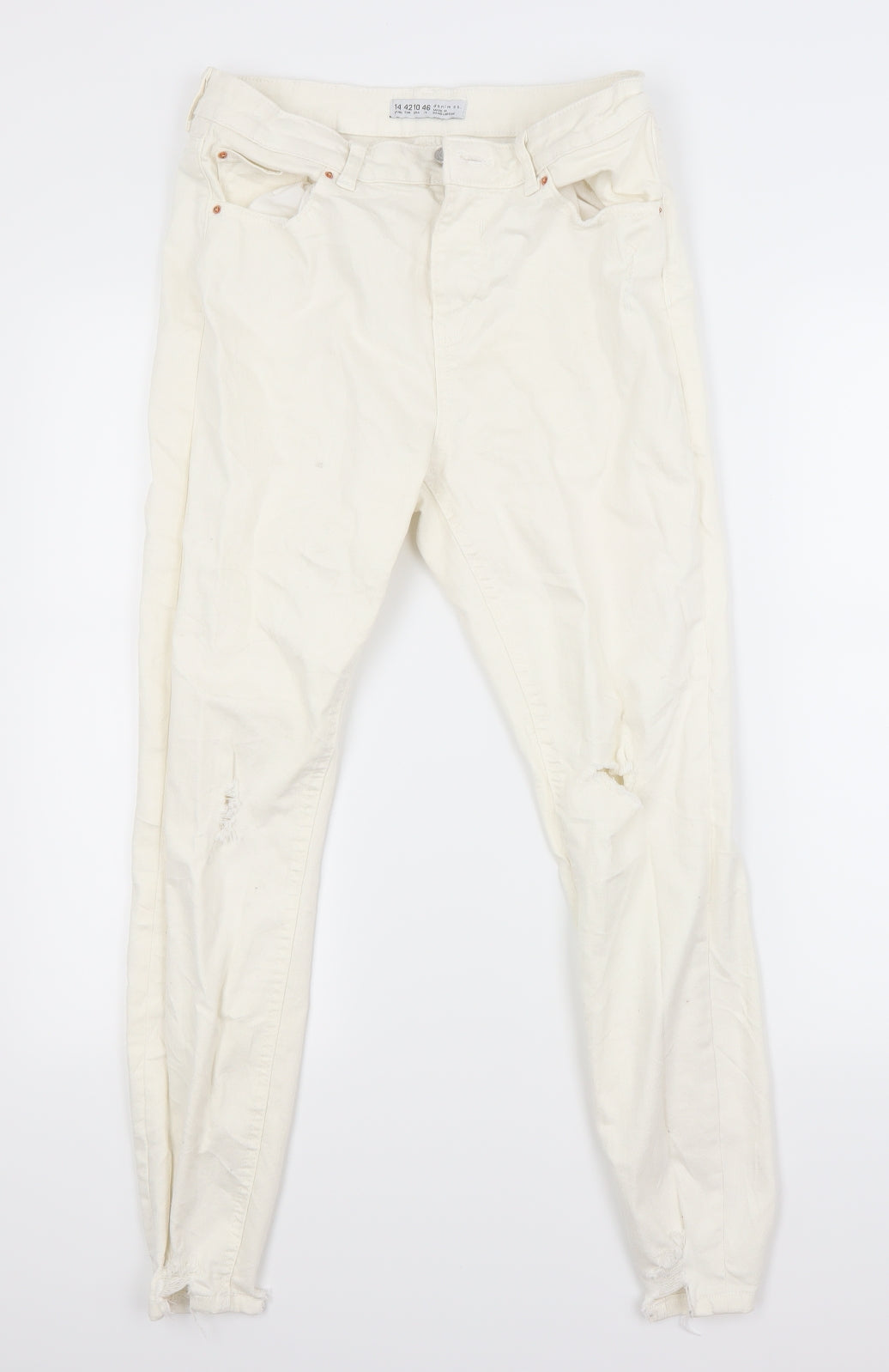 Primark Womens White  Denim Skinny Jeans Size 14 L27 in