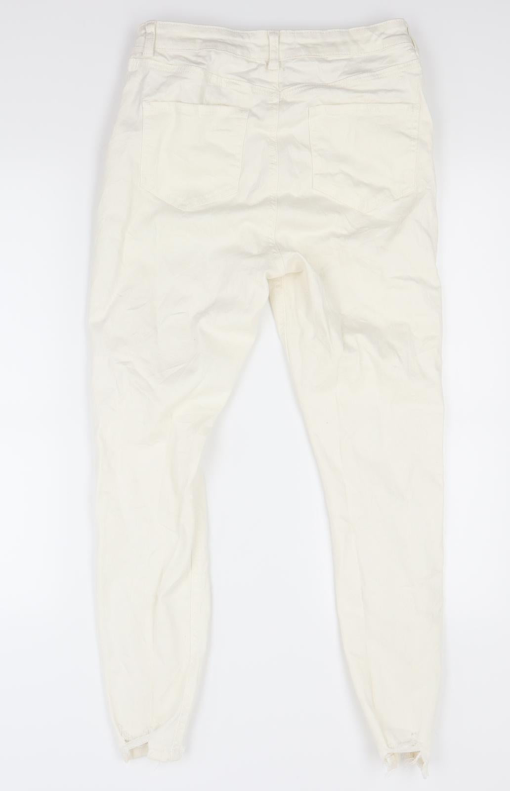 Primark Womens White  Denim Skinny Jeans Size 14 L27 in