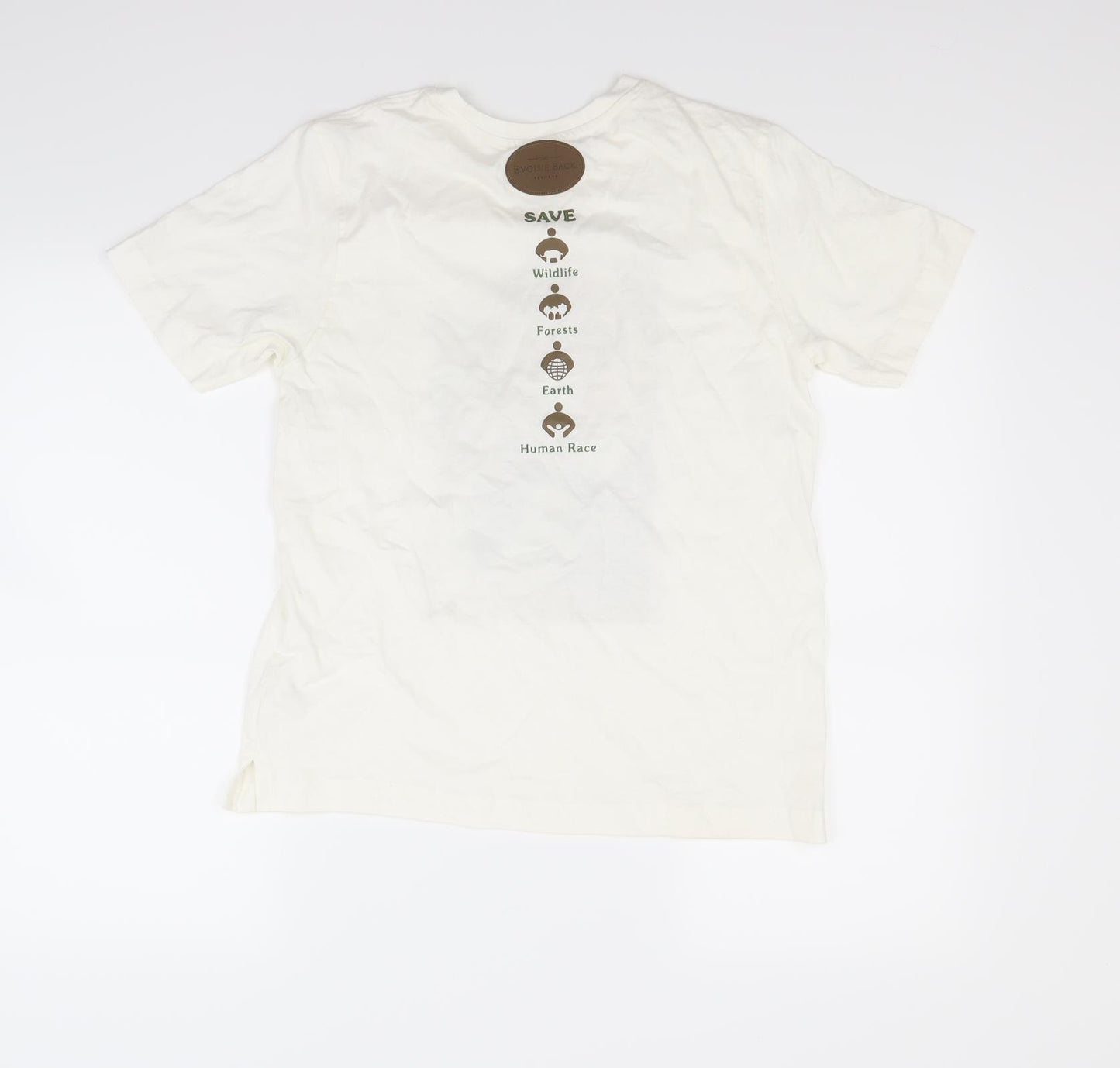 Evolve back Womens White   Basic T-Shirt Size L  - TIGER