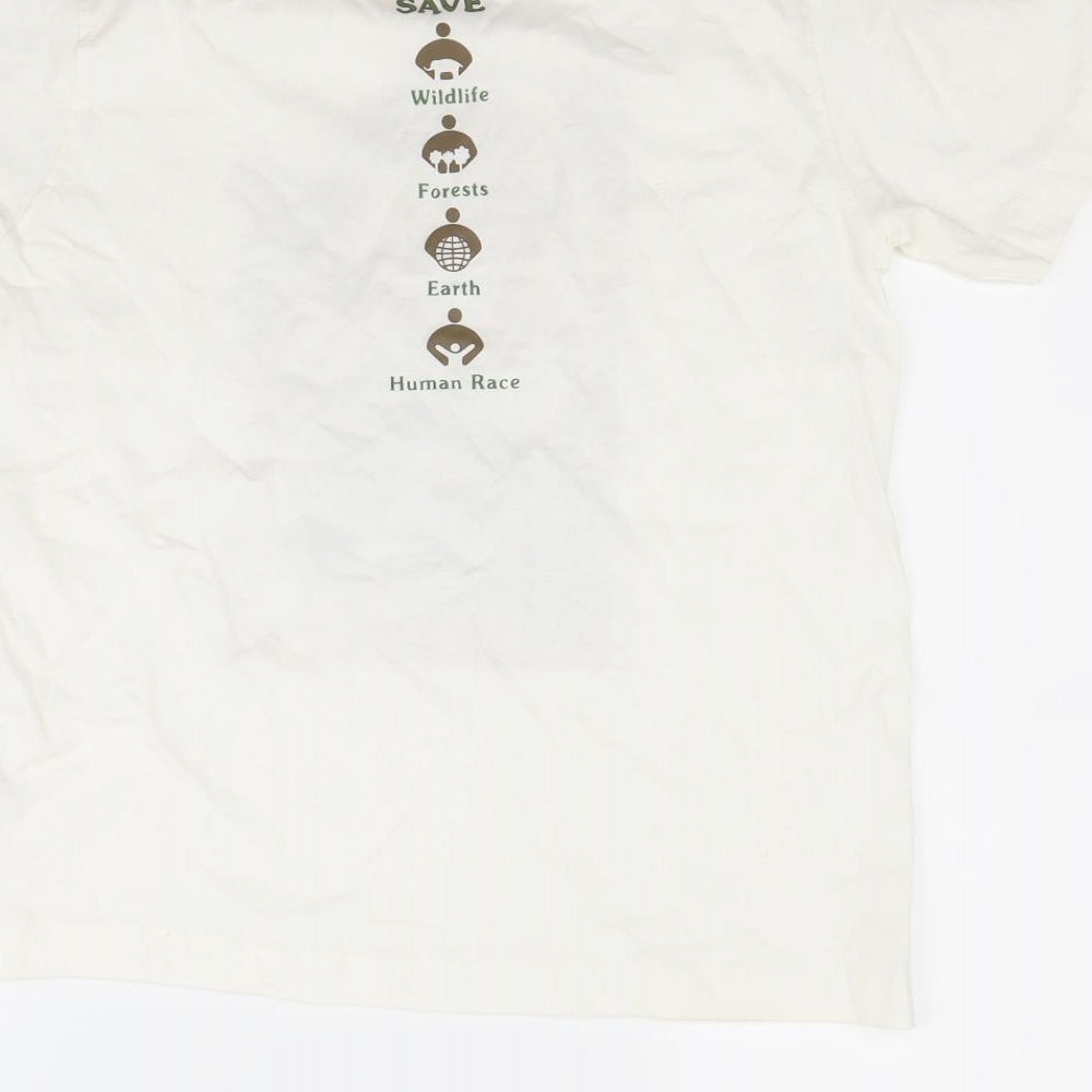 Evolve back Womens White   Basic T-Shirt Size L  - TIGER