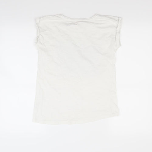 Nutmeg Girls White   Basic T-Shirt Size 12 Years  - Butterfly