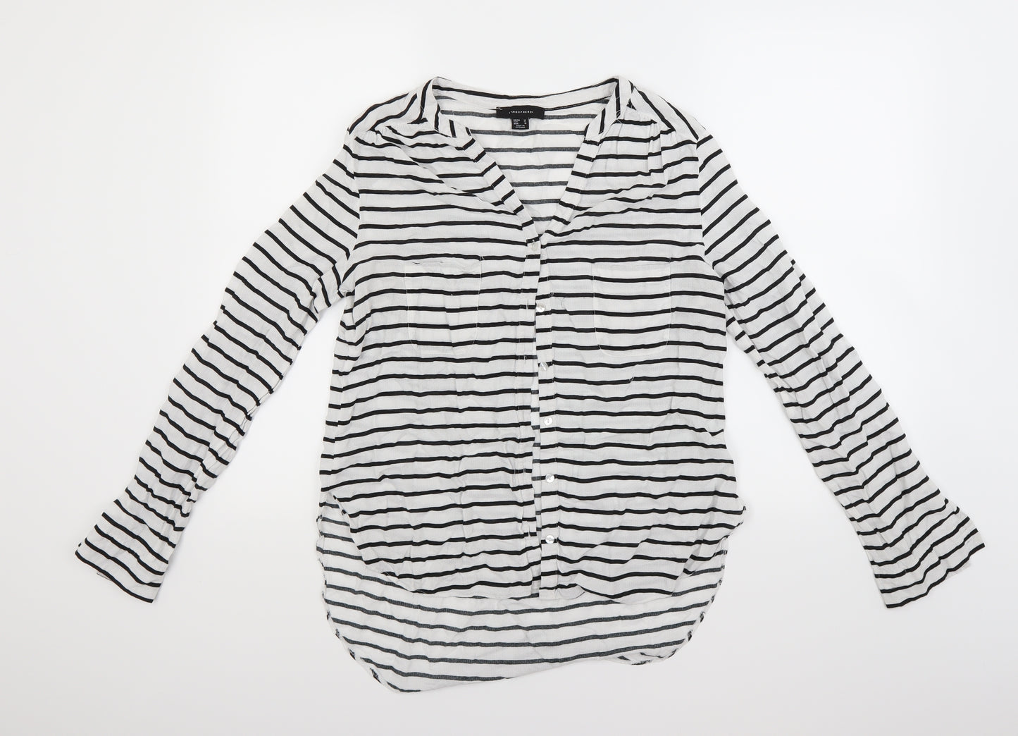 Atmosphere Womens White Striped  Basic Blouse Size 14