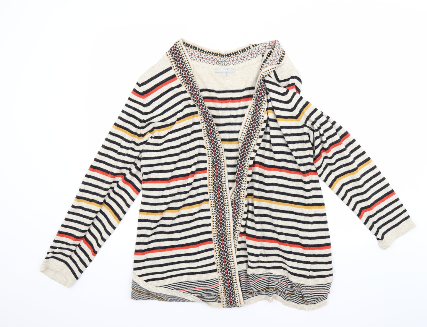 Per Una Womens Beige Striped  Cardigan Jumper Size 18