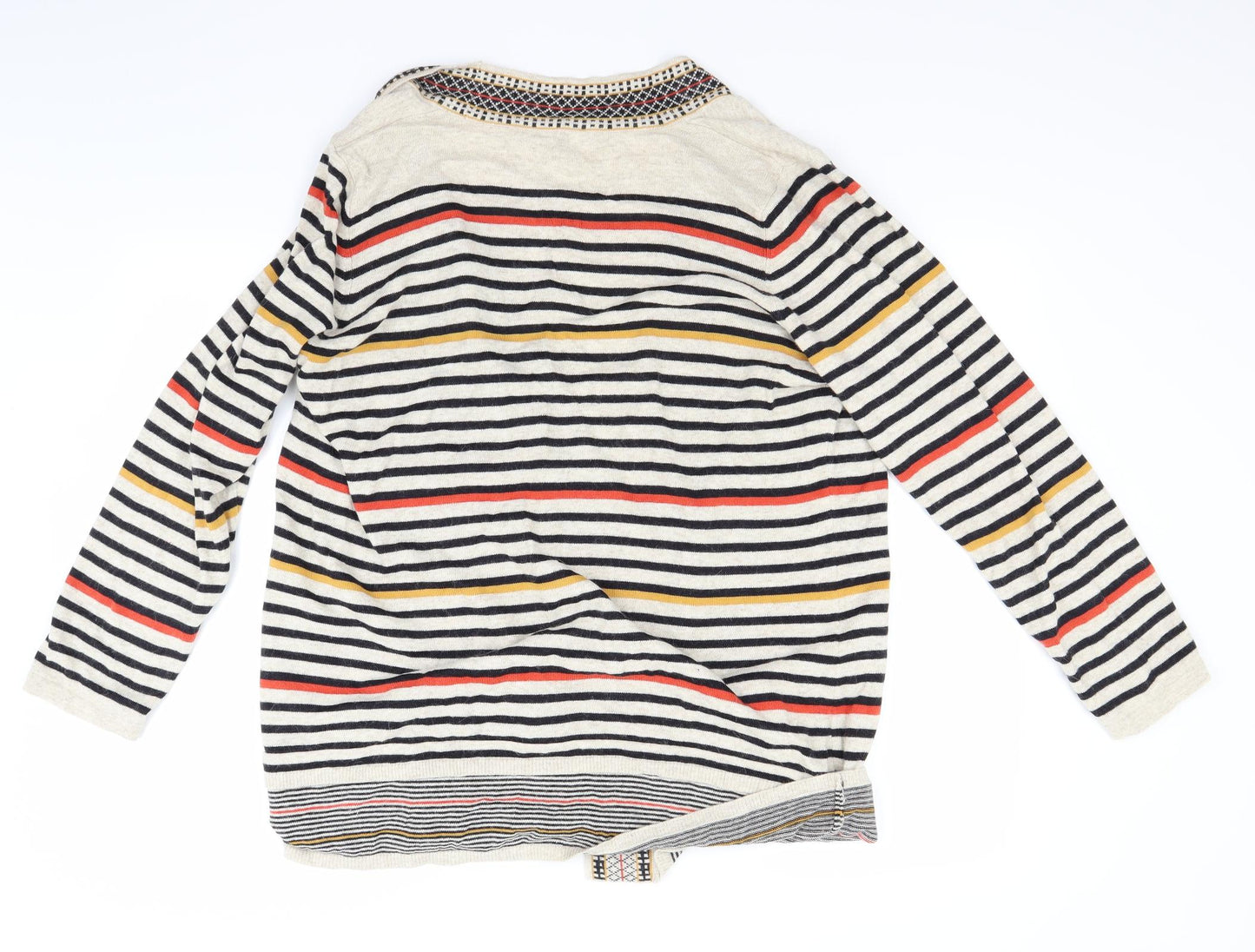 Per Una Womens Beige Striped  Cardigan Jumper Size 18