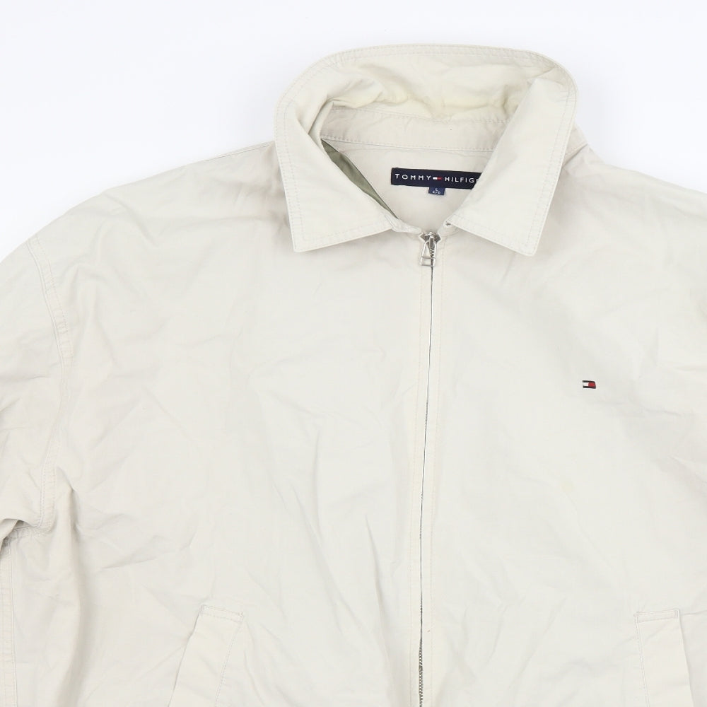 Tommy Hilfiger Mens Beige  Canvas Bomber Jacket Coat Size L