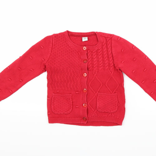 TU Girls Red   Cardigan Jumper Size 3-4 Years