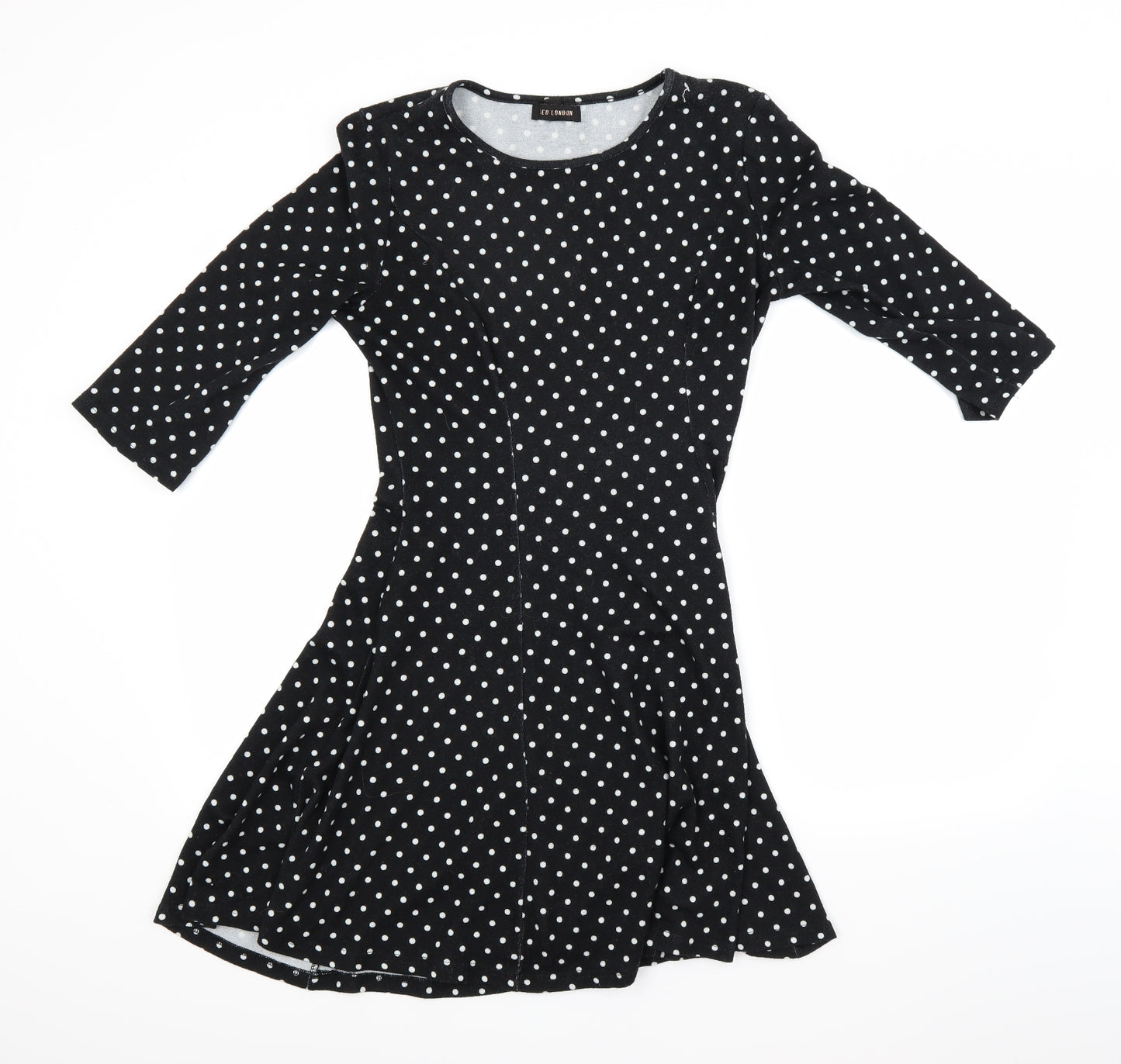 Qed Womens Black Polka Dot  Jumper Dress  Size M
