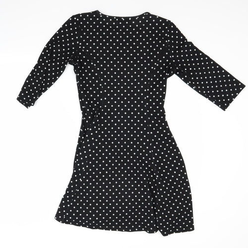Qed Womens Black Polka Dot  Jumper Dress  Size M