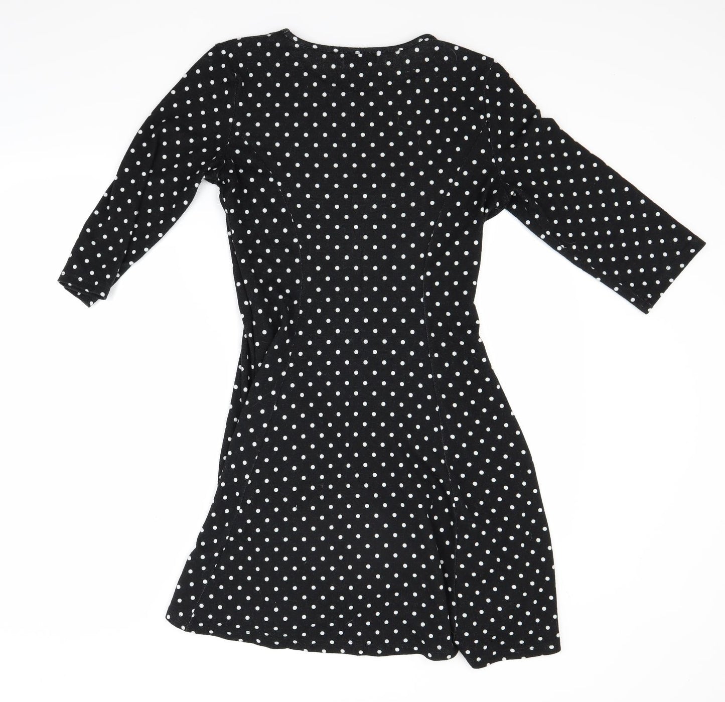 Qed Womens Black Polka Dot  Jumper Dress  Size M