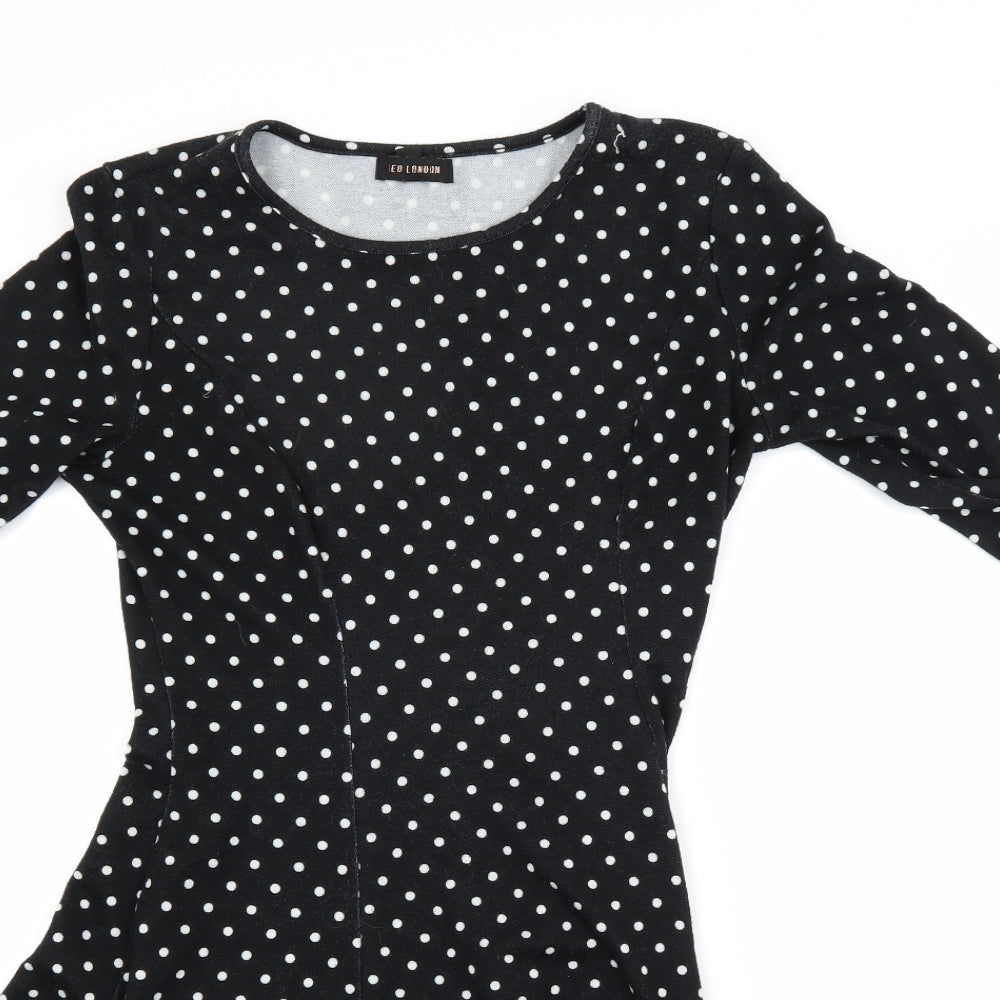 Qed Womens Black Polka Dot  Jumper Dress  Size M