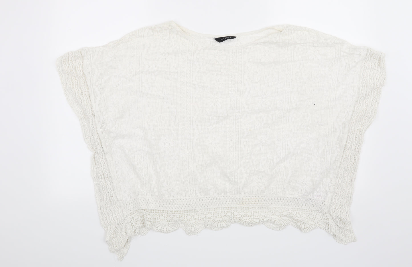 New Look Womens White Floral  Basic Blouse Size M