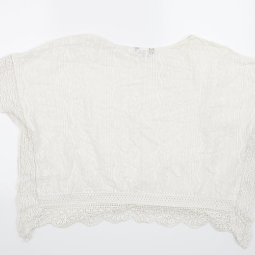 New Look Womens White Floral  Basic Blouse Size M
