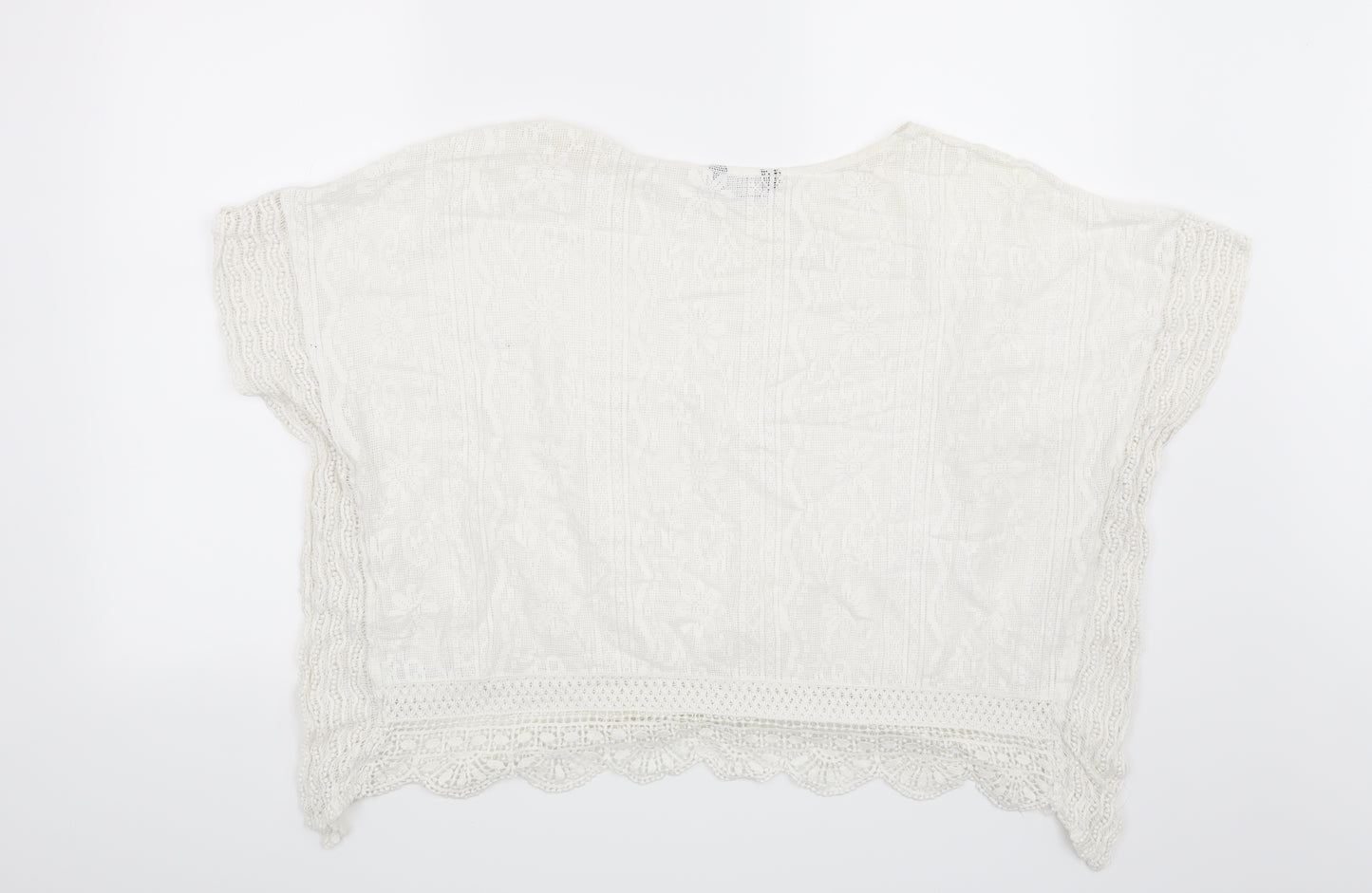 New Look Womens White Floral  Basic Blouse Size M