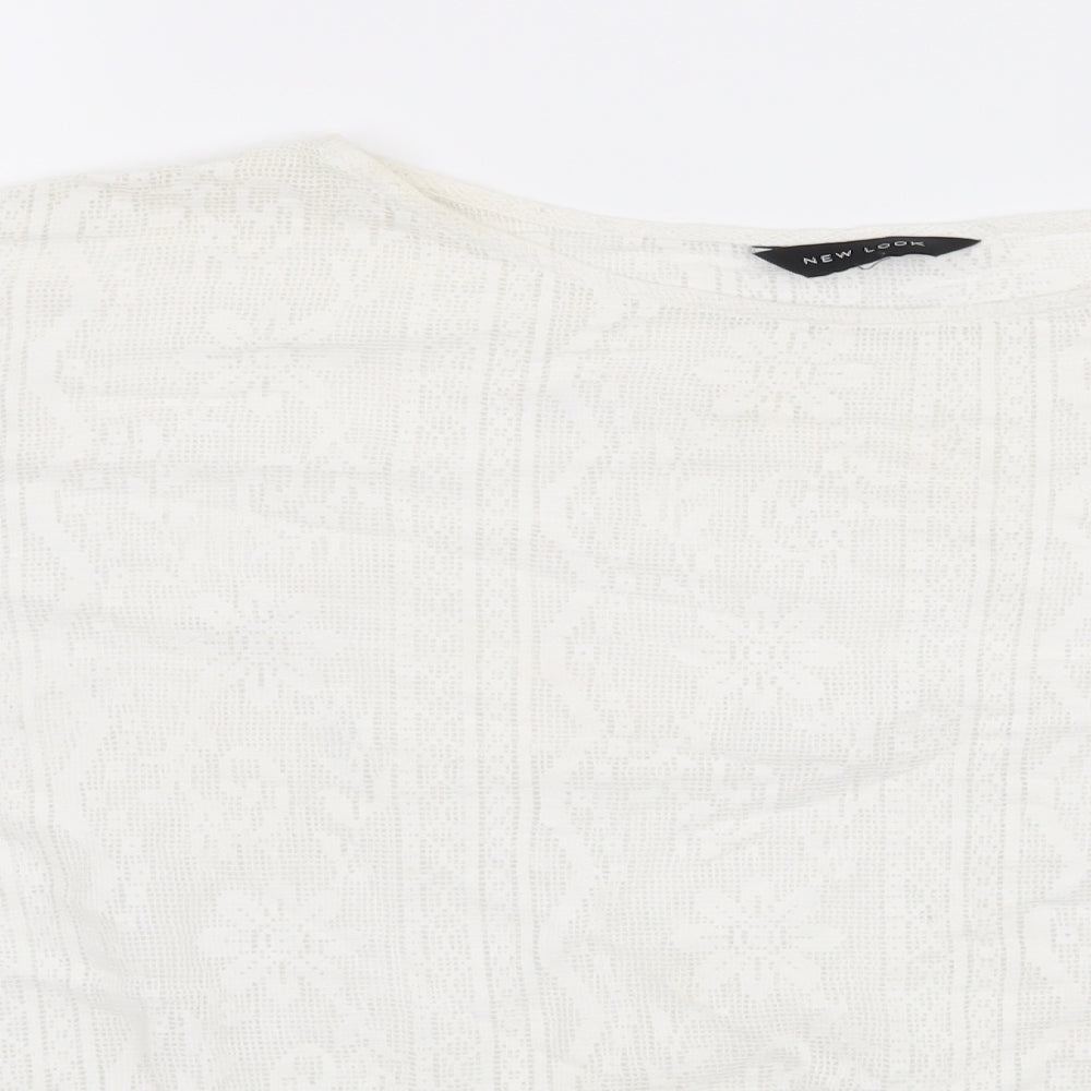 New Look Womens White Floral  Basic Blouse Size M