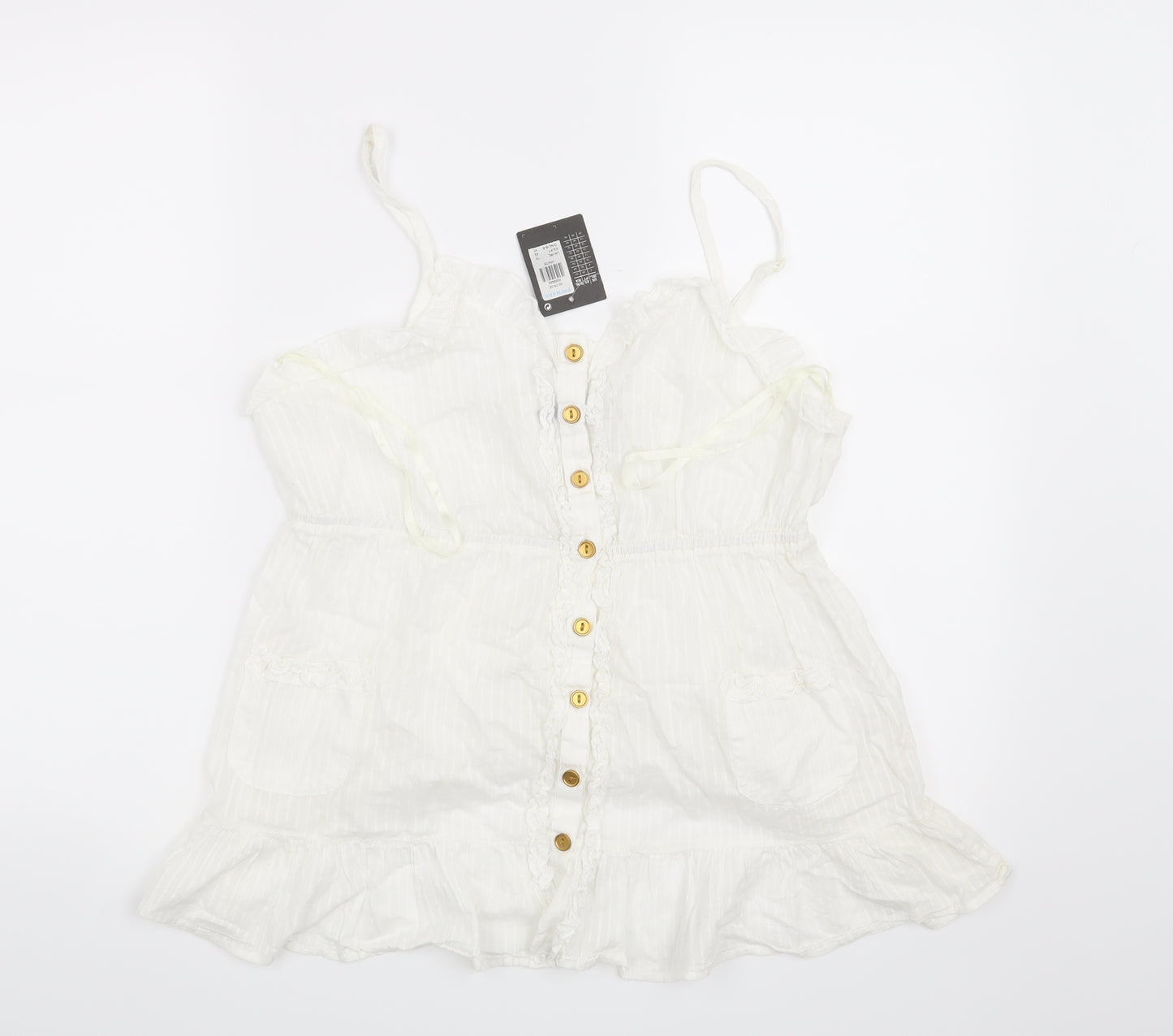 Atmosphere Womens White Striped  Basic Blouse Size 14