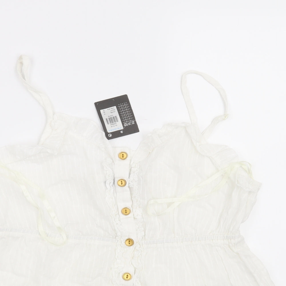 Atmosphere Womens White Striped  Basic Blouse Size 14