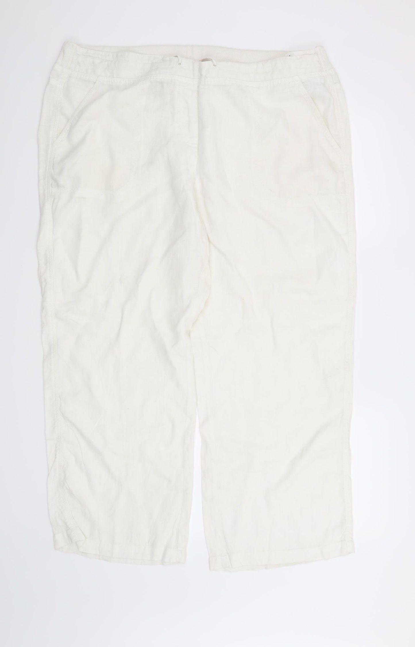 Marks and Spencer Womens White   Trousers  Size 18 L28 in