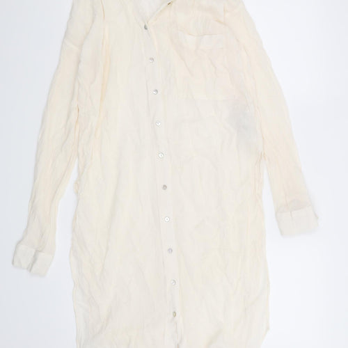 FOREVER 21 Womens Beige   Basic Button-Up Size S