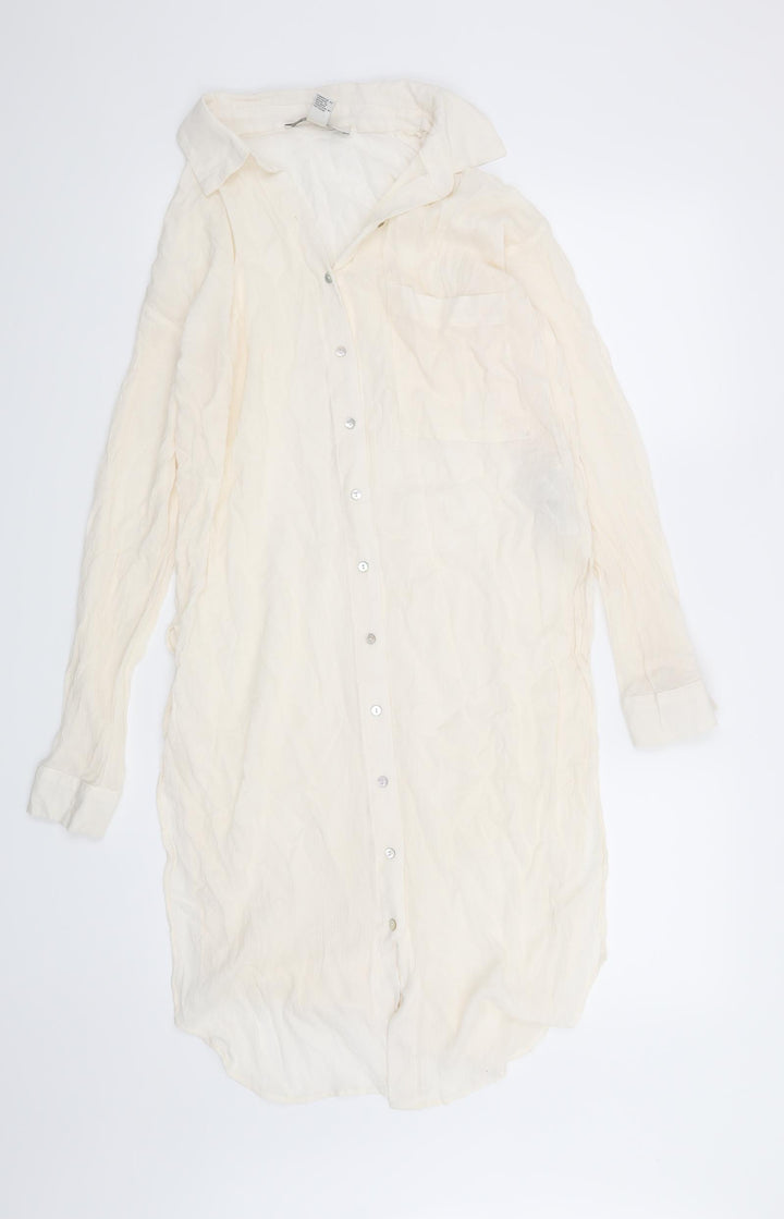 FOREVER 21 Womens Beige Basic Button-Up Size S