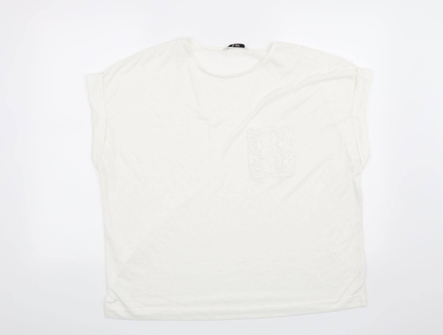 TU Womens White Floral  Basic T-Shirt Size 18