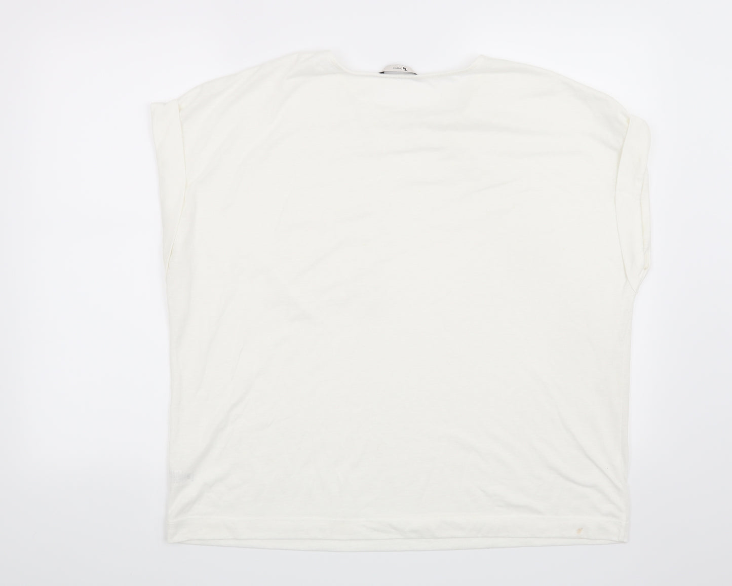 TU Womens White Floral  Basic T-Shirt Size 18