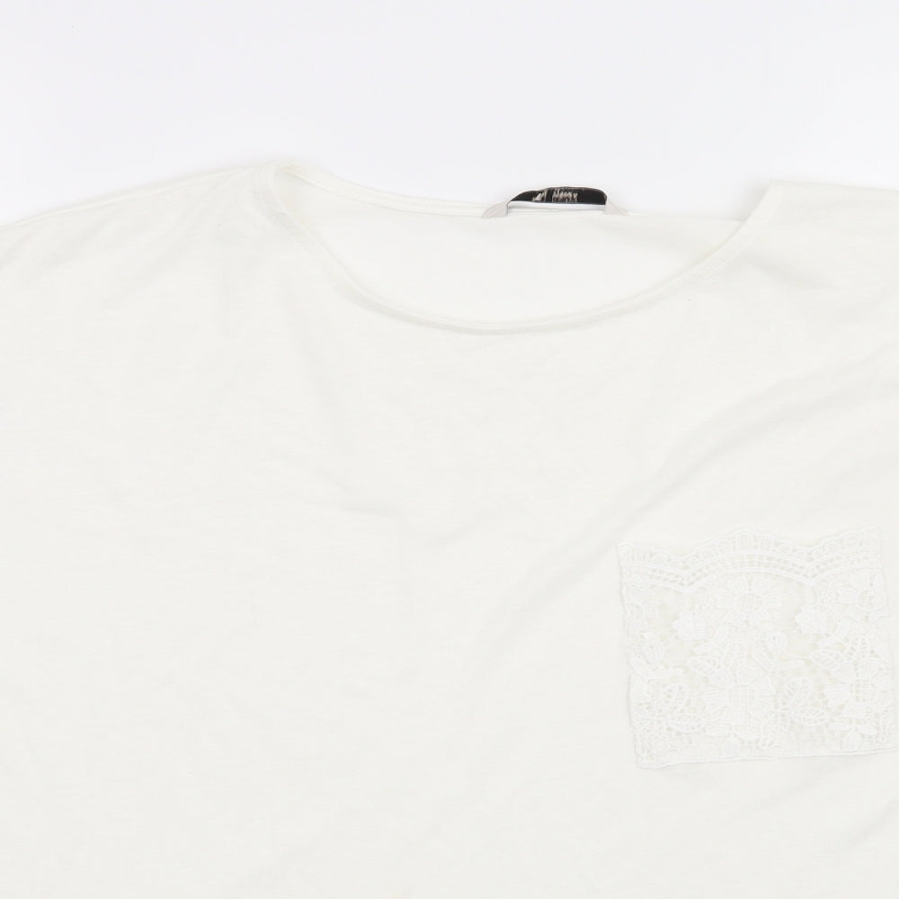 TU Womens White Floral  Basic T-Shirt Size 18