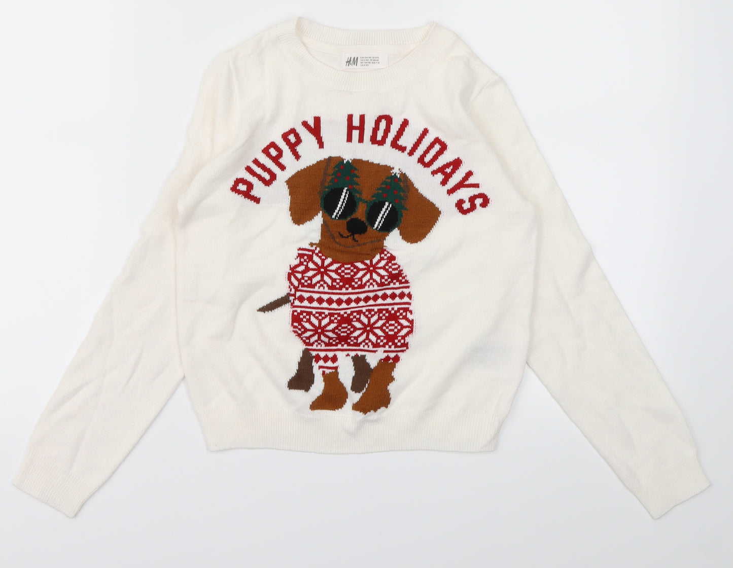 H&M Girls White   Pullover Jumper Size 9-10 Years