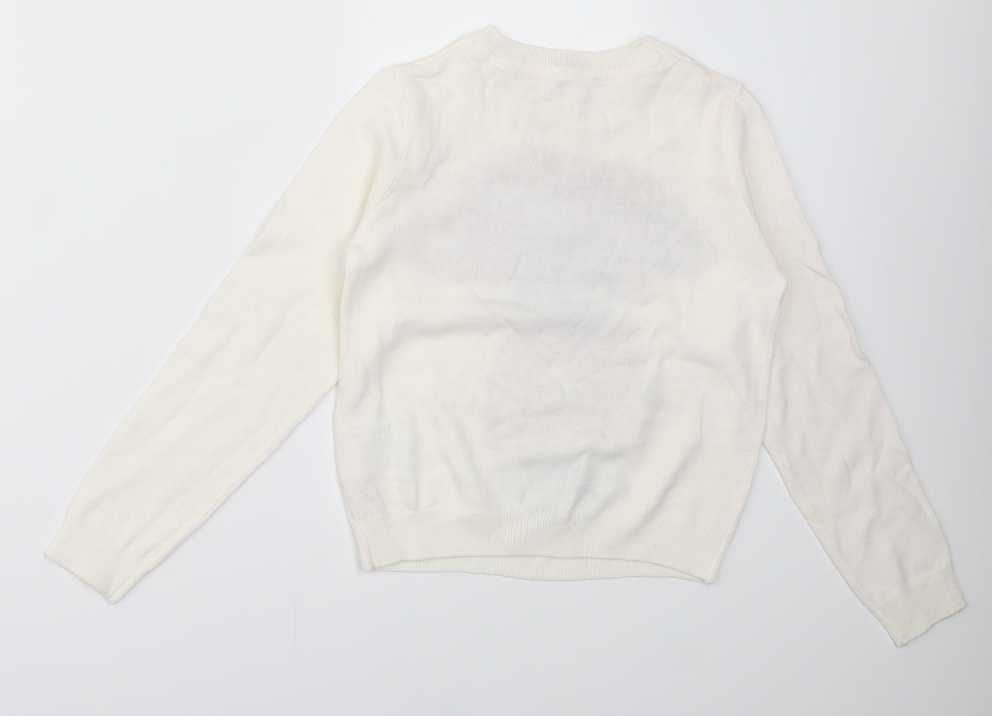 H&M Girls White   Pullover Jumper Size 9-10 Years