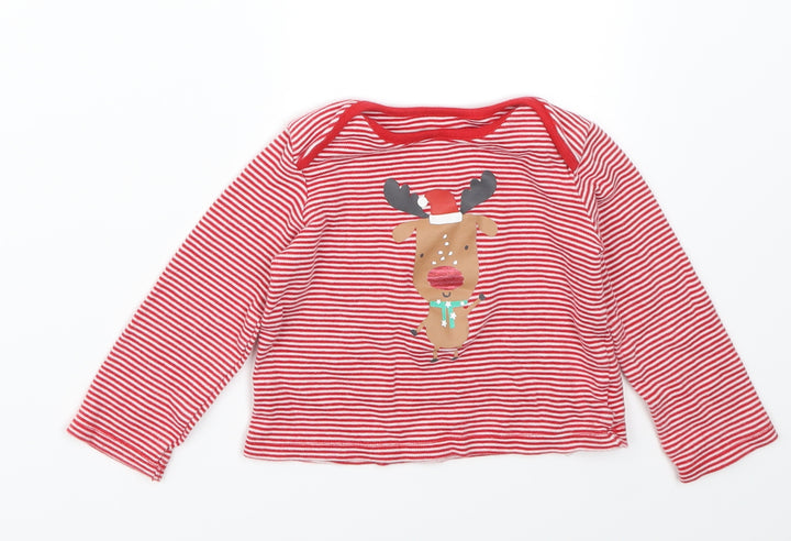 F&F Baby Red Striped Basic T-Shirt Size 9-12 Months - Christmas