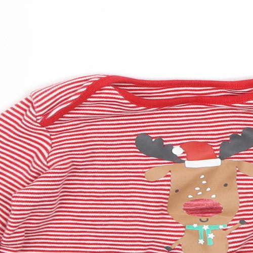 F&F Baby Red Striped  Basic T-Shirt Size 9-12 Months  - Christmas