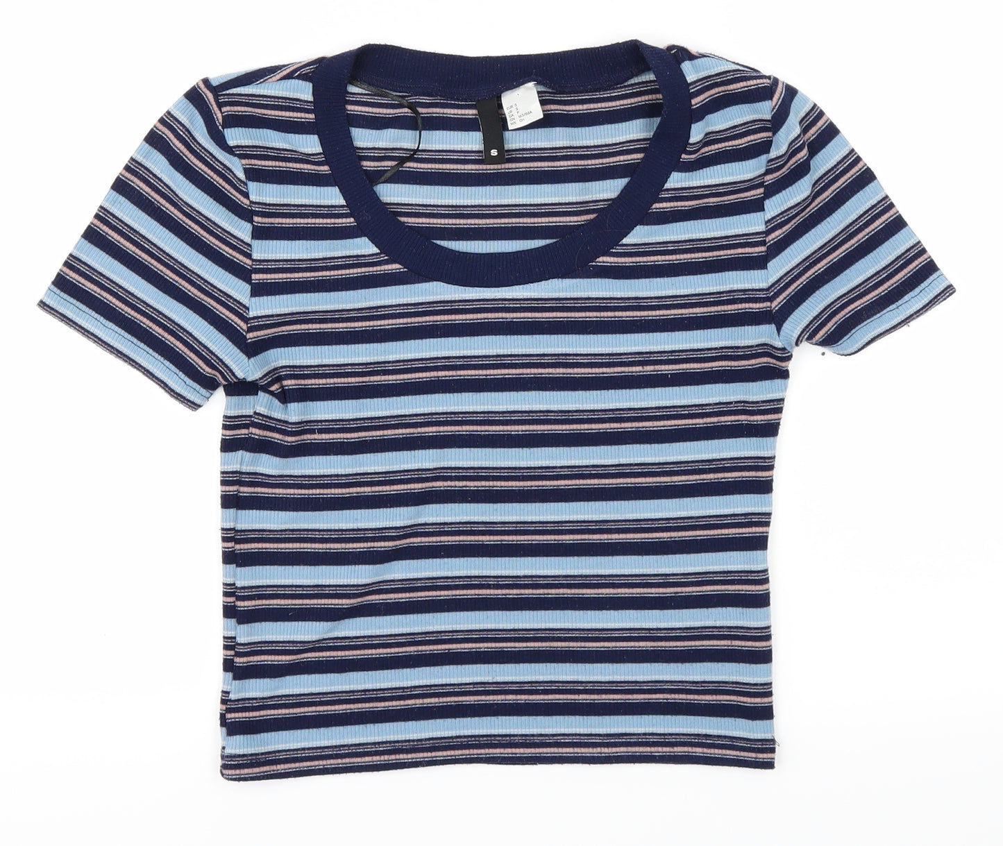 Divided by H&M Womens Blue Striped  Cropped T-Shirt Size S