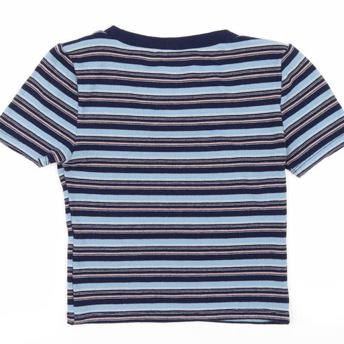 Divided by H&M Womens Blue Striped  Cropped T-Shirt Size S