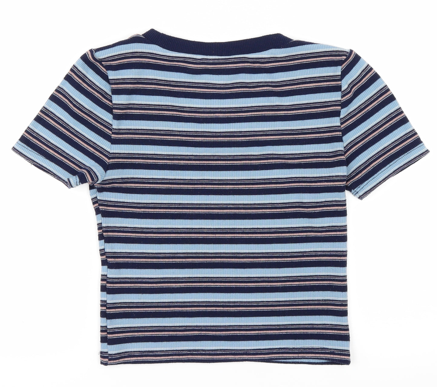 Divided by H&M Womens Blue Striped  Cropped T-Shirt Size S