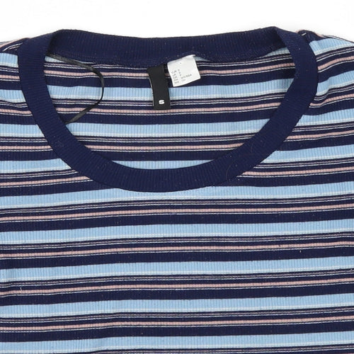 Divided by H&M Womens Blue Striped  Cropped T-Shirt Size S