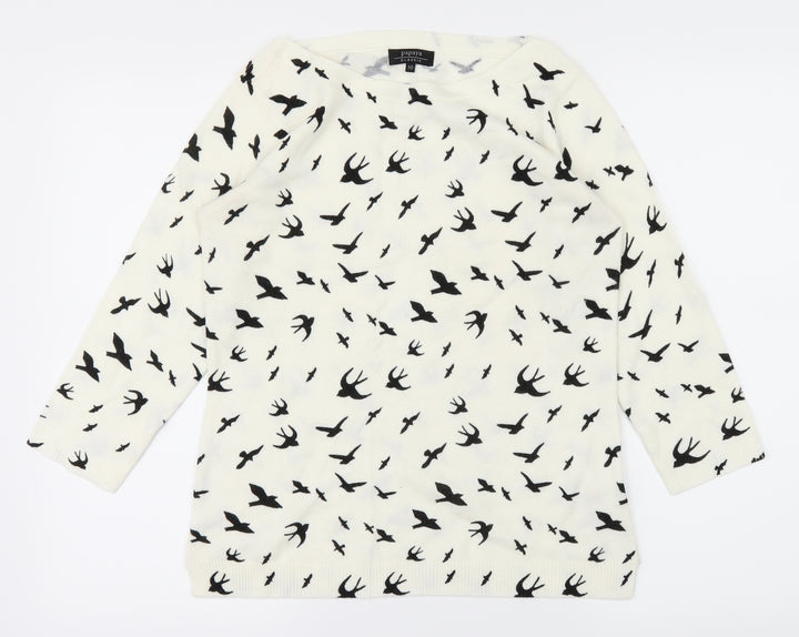 Papaya Womens White Animal Print  Pullover Jumper Size 10