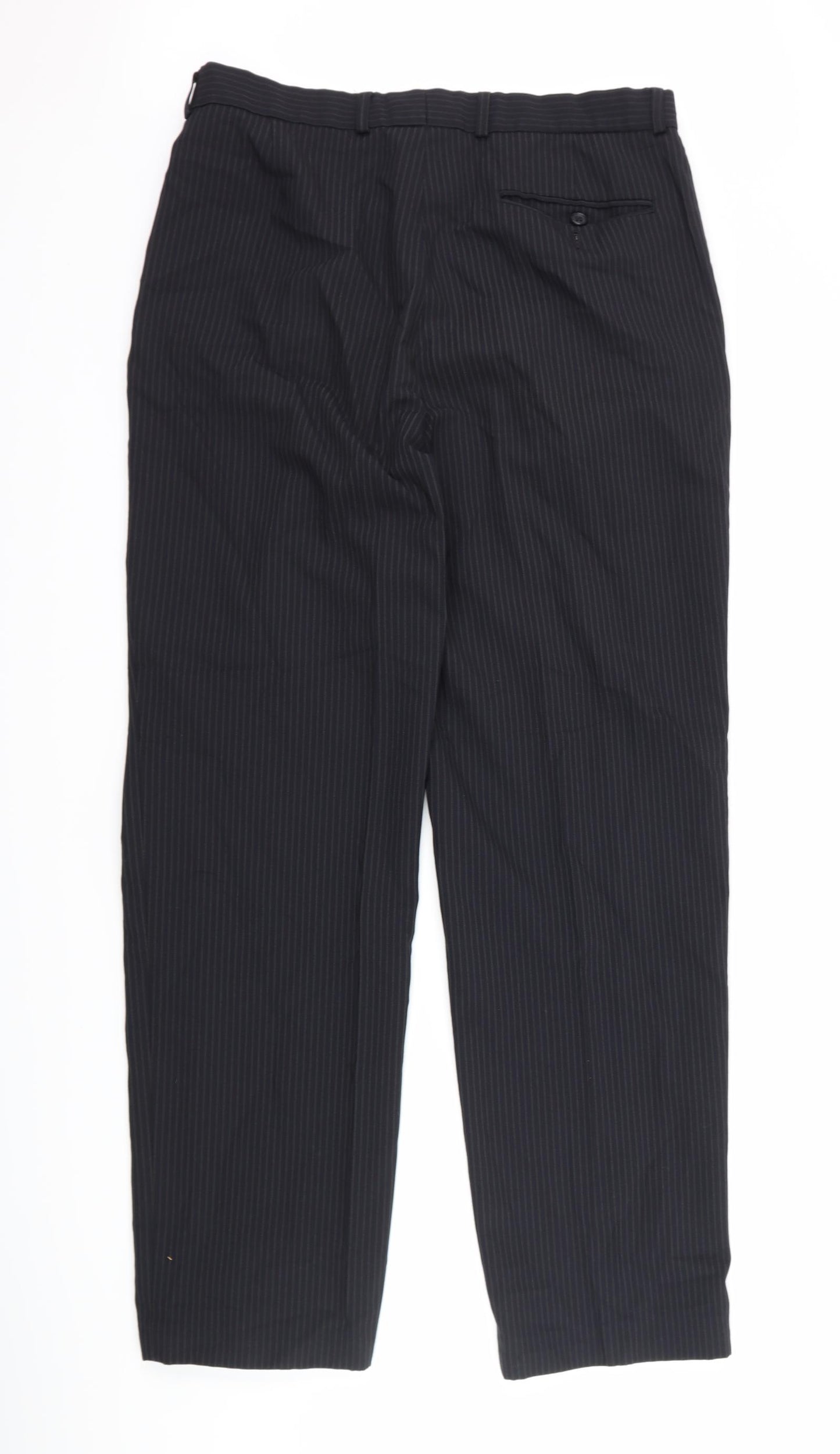 Marks and Spencer Mens Black Striped  Trousers  Size 34 L33 in