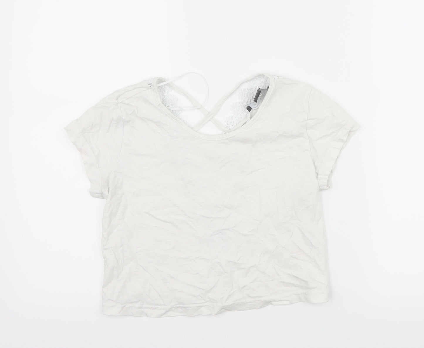 Primark Womens White   Cropped T-Shirt Size 8  - Back detail
