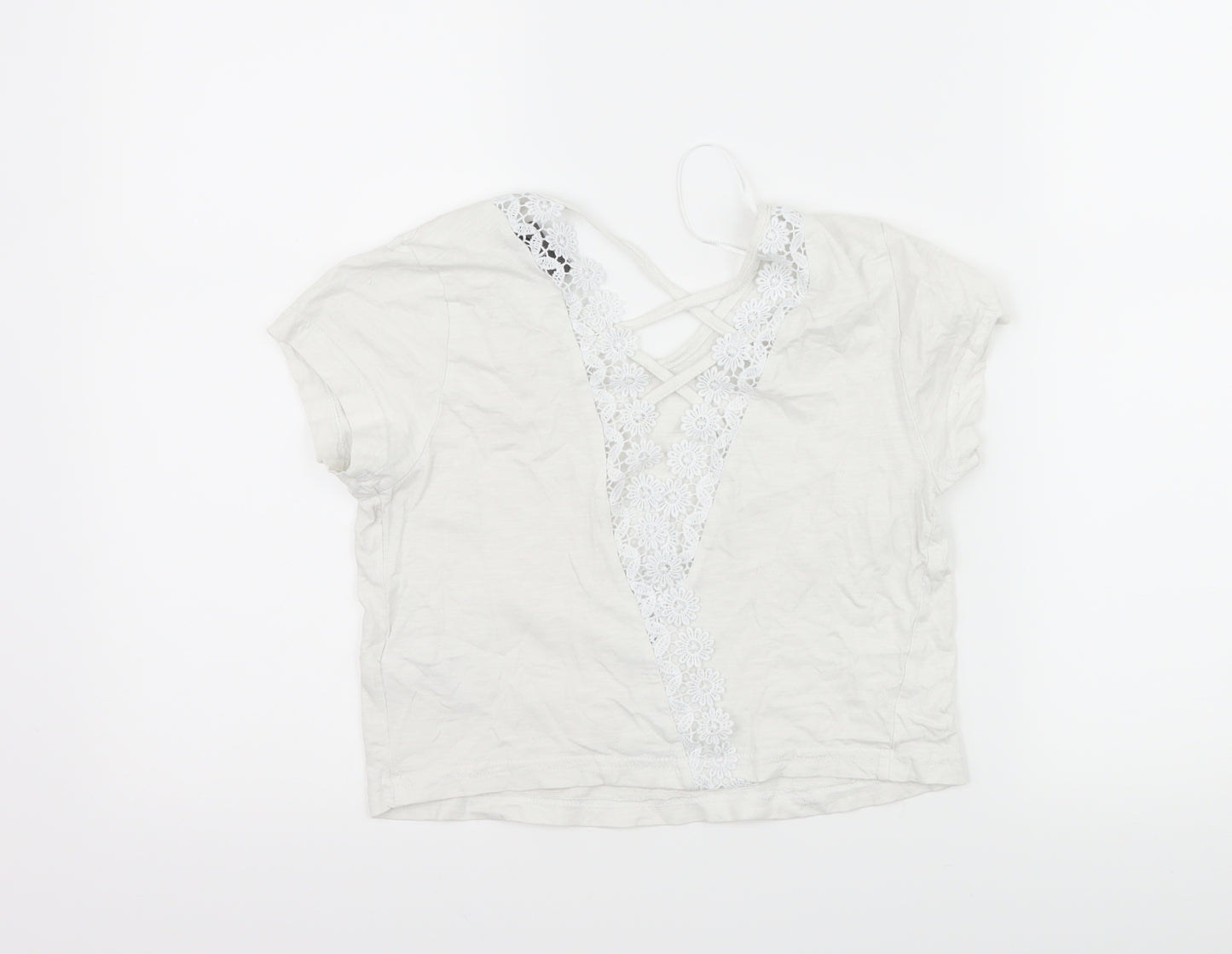 Primark Womens White   Cropped T-Shirt Size 8  - Back detail