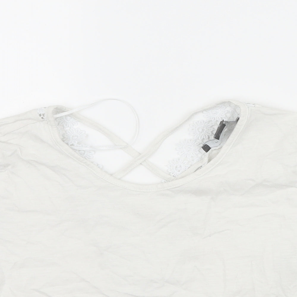 Primark Womens White   Cropped T-Shirt Size 8  - Back detail