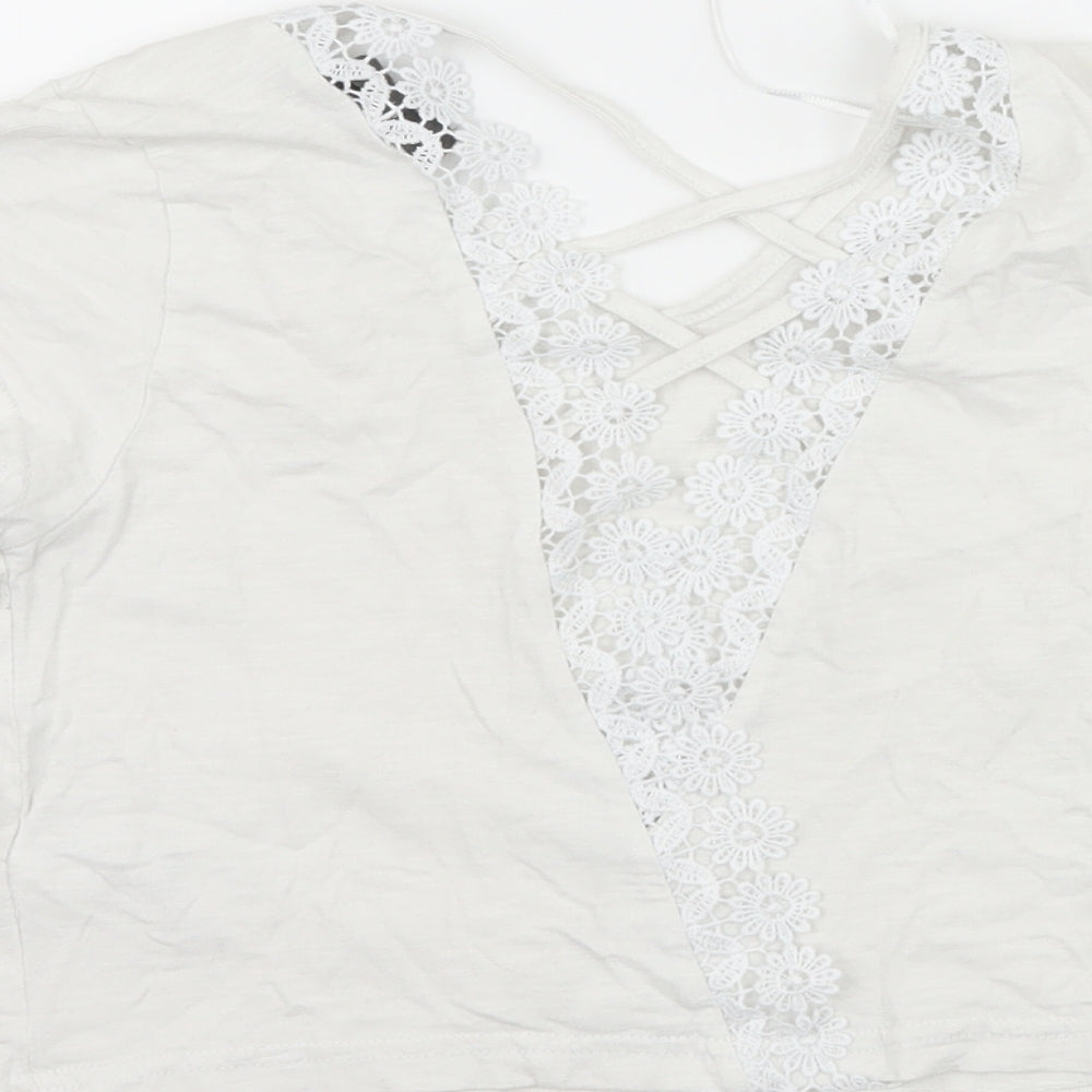 Primark Womens White   Cropped T-Shirt Size 8  - Back detail